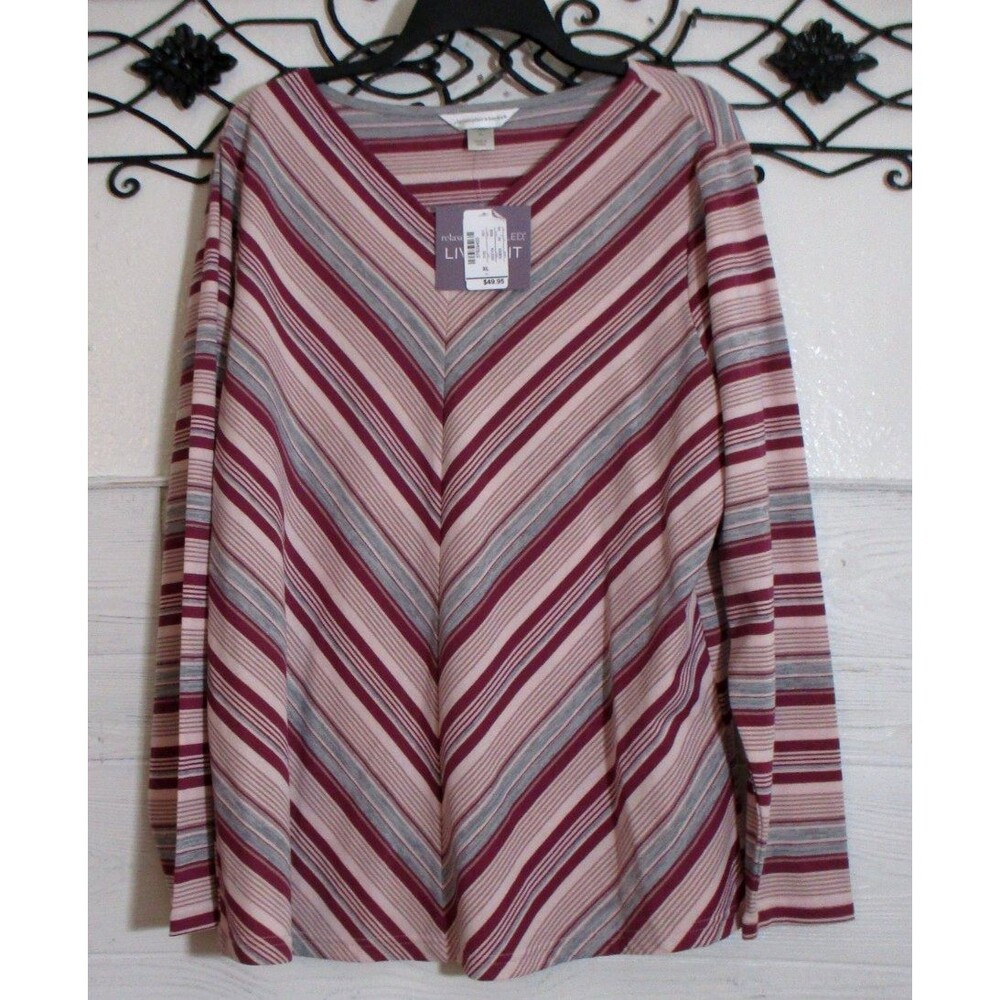 Christopher & Banks Women's Top Size XL Long Sleeve Multicolored Striped